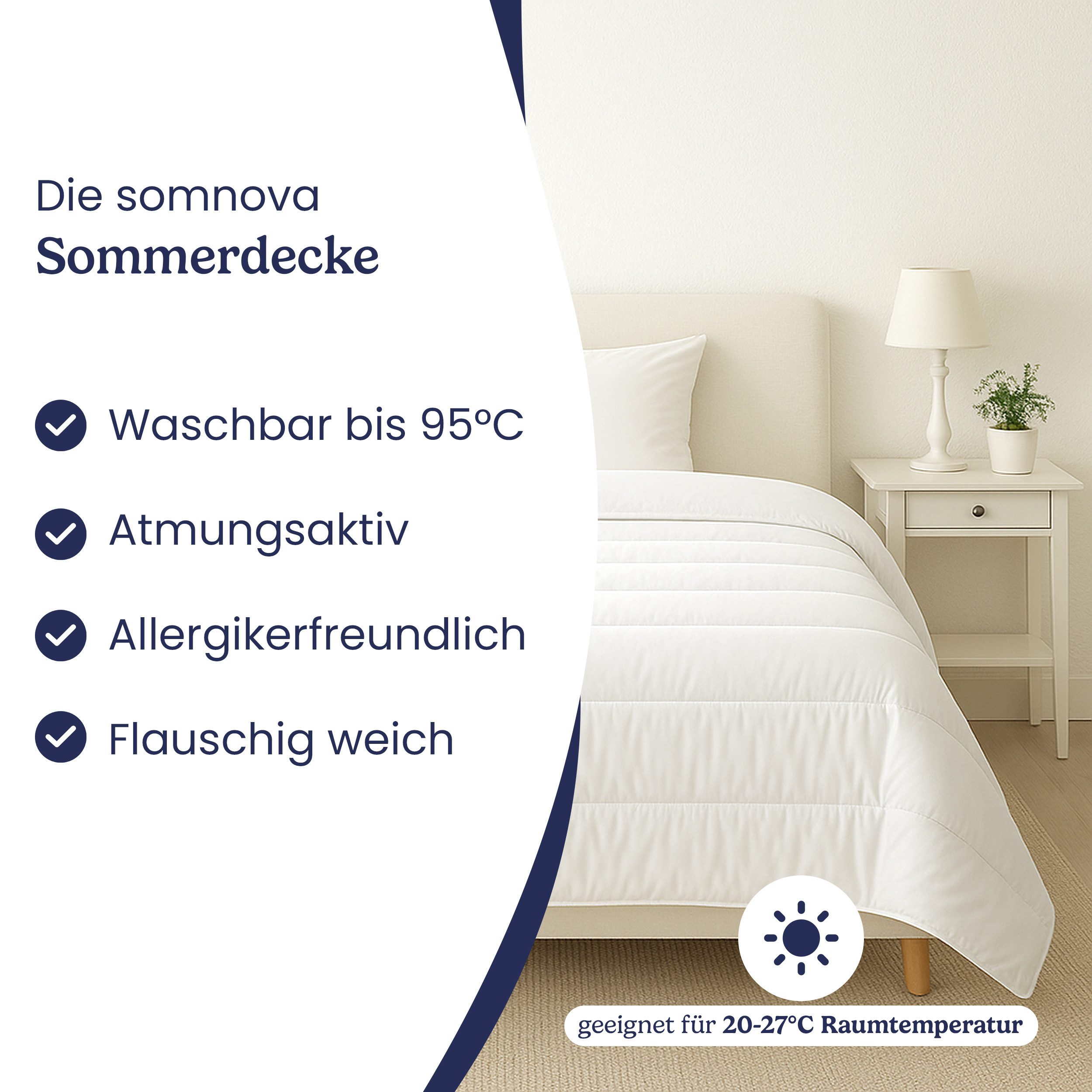 Gentle North Microfaserbettdecke Schlafdecke - Ganzjahresdecke o. Sommerdecke für Allergiker geeignet, Füllung: Kunstfasern, für Allergiker geeignet - Besonders Flauschig & waschbar bei 95°