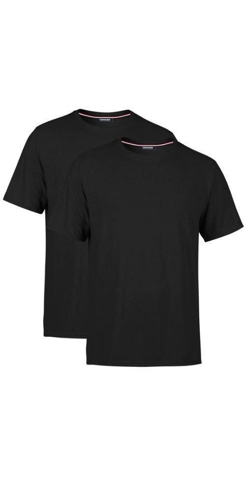 COMEOR T-Shirt Herren Basic T-Shirts Baumwolle (Packung, 2-tlg) mit gerader Ärmel Abschluss Schwarz