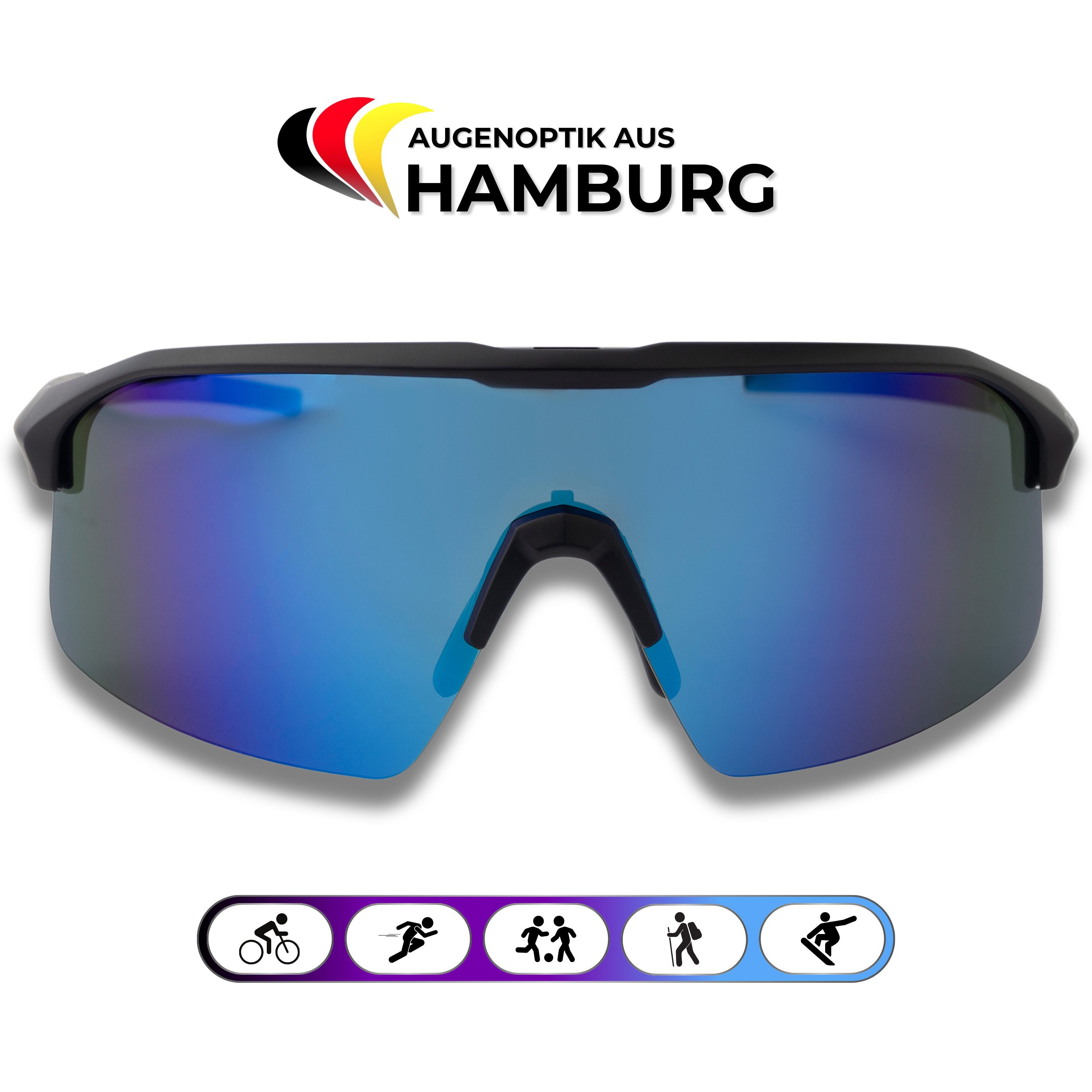 Fahrradbrille Sportbrille für Damen & Herren für Sport, Laufen, MTB & Outdoor