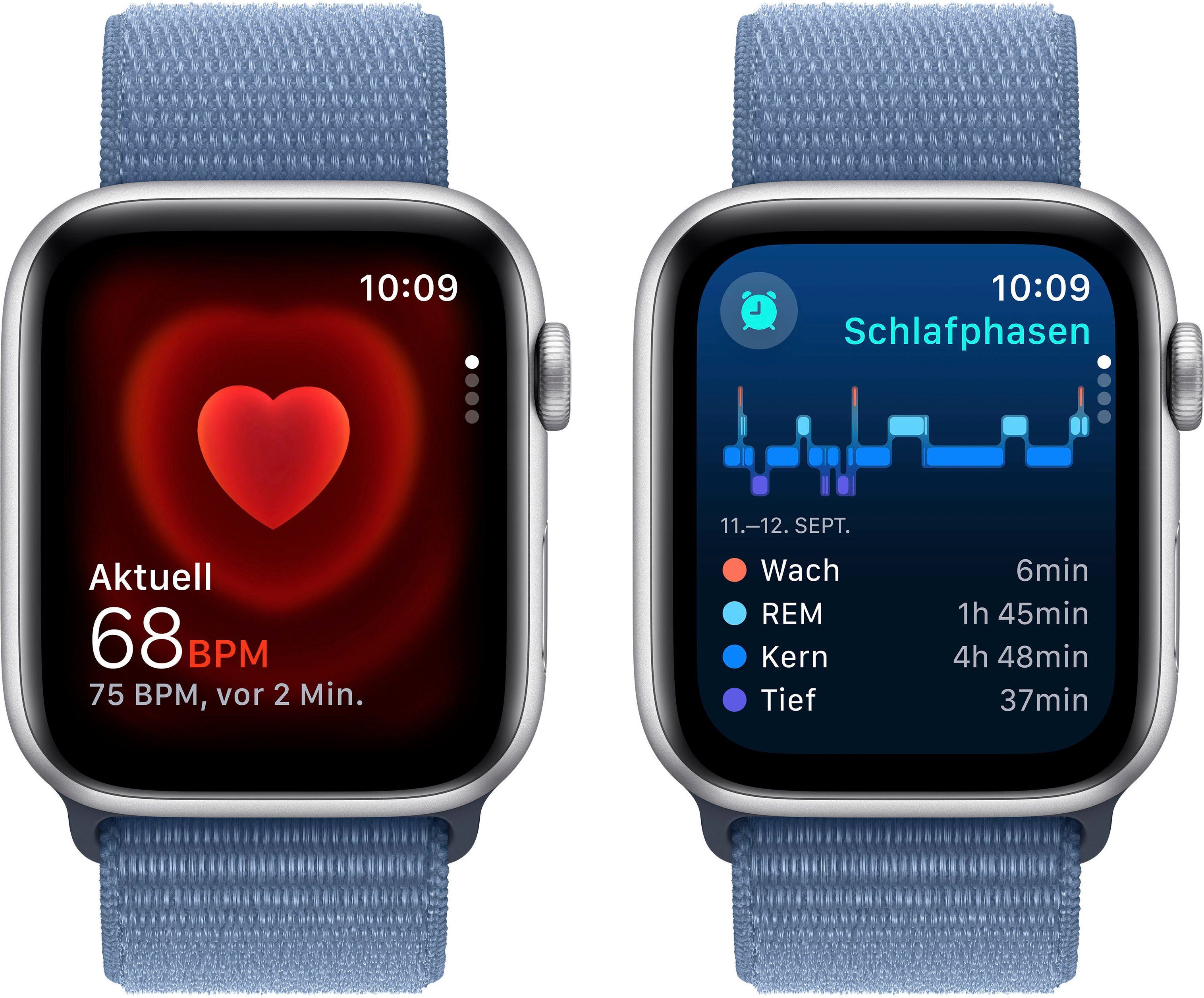 Apple Watch SE GPS Aluminium blau 44 Smartwatch 10), cm/1,73 | OS Loop (4,4 blue Sport Watch mm winter Zoll, Cellular 