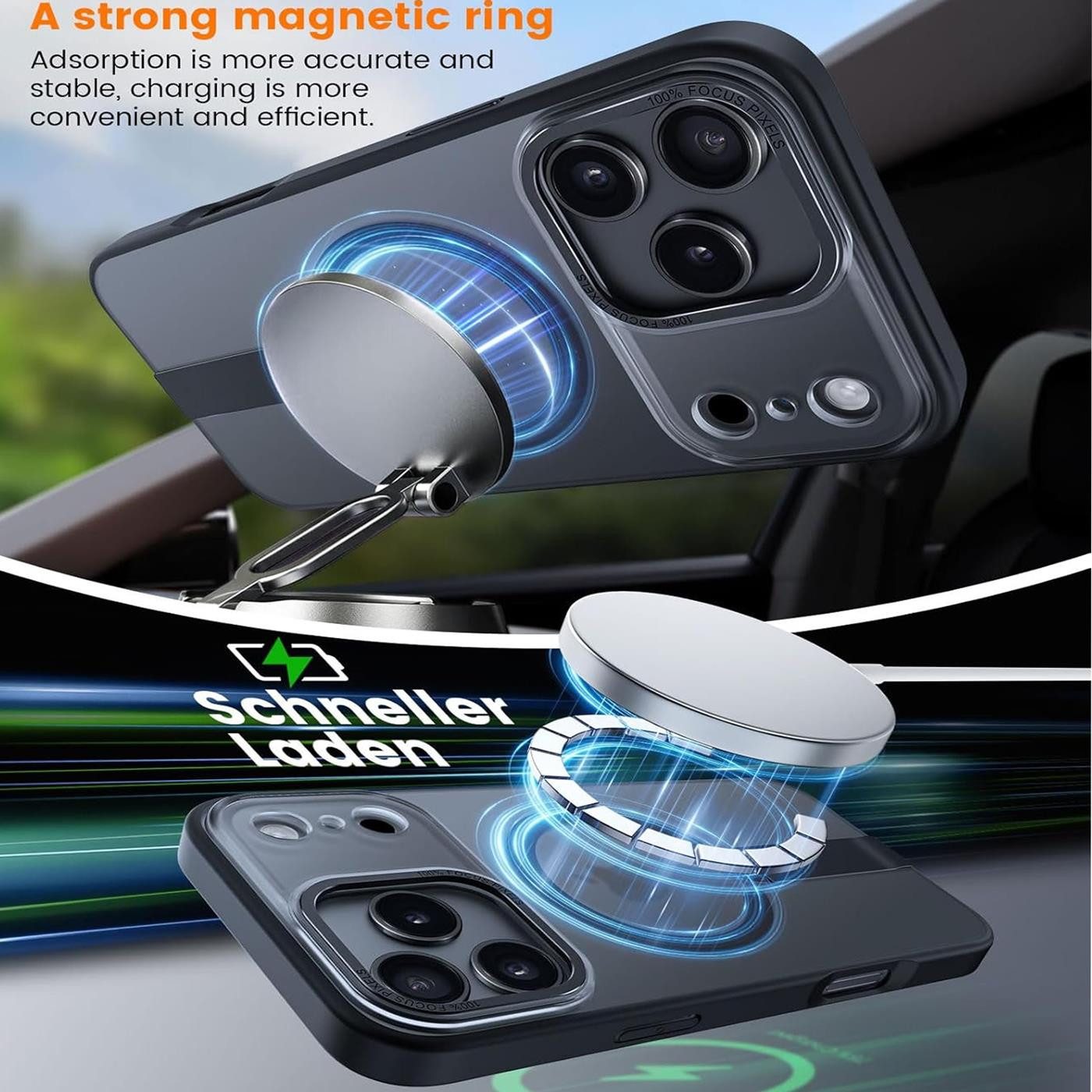 CoolGadget Handyhülle Kickstand Hybrid Hülle für iPhone 17 Pro Max 6,9 Zoll, Schutzhülle Militärschutz Ständer kompatibel mit MagSafe Magnetring