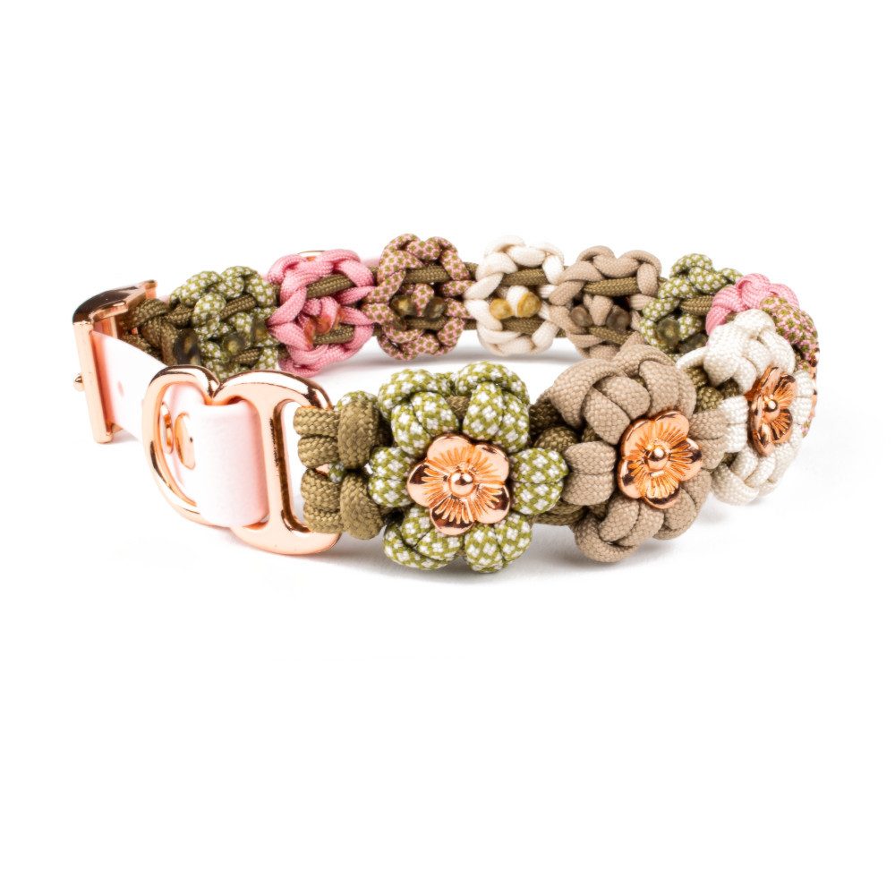 Tierluxe Hunde-Halsband Blumen, Paracord, Handgemacht