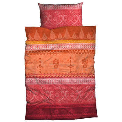 Bettwäsche Indi Orange Rot Satin, CASATEX, Satin, 2 teilig, Indisch, Orientalisch
