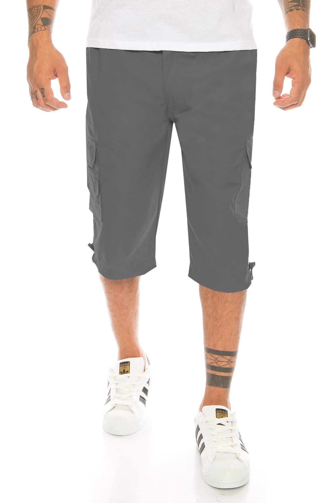 Herren Bermudas Hose Collection Cargoshorts kurze Herren Hose Gummibund Hose 3/4 Sommer, Cargo Taschen, Kendindza Herren Kurze Cargoshorts Stretch Grau Herren, Herren