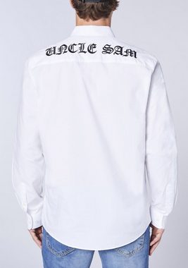 Uncle Sam Langarmhemd mit gesticktem Logo-Schriftzug hinten