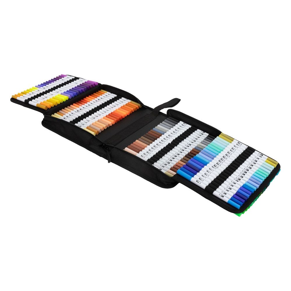 ECD Germany Kreativset Kunst- und Zeichenset Malkoffer für Kinder und Erwachsene, (121-tlg), Dual Brush Pen Set 120 Farben, Wasserbasis Doppelfasermaler Set