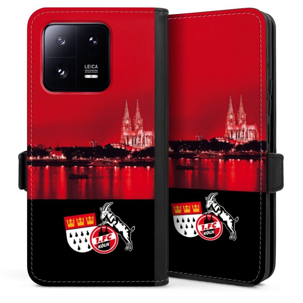 DeinDesign Handyhülle Skyline 1. FC Köln Offizielles Lizenzprodukt Skyline Köln Rot, Xiaomi 13 Pro Hülle Handy Flip Case Wallet Cover Handytasche Leder
