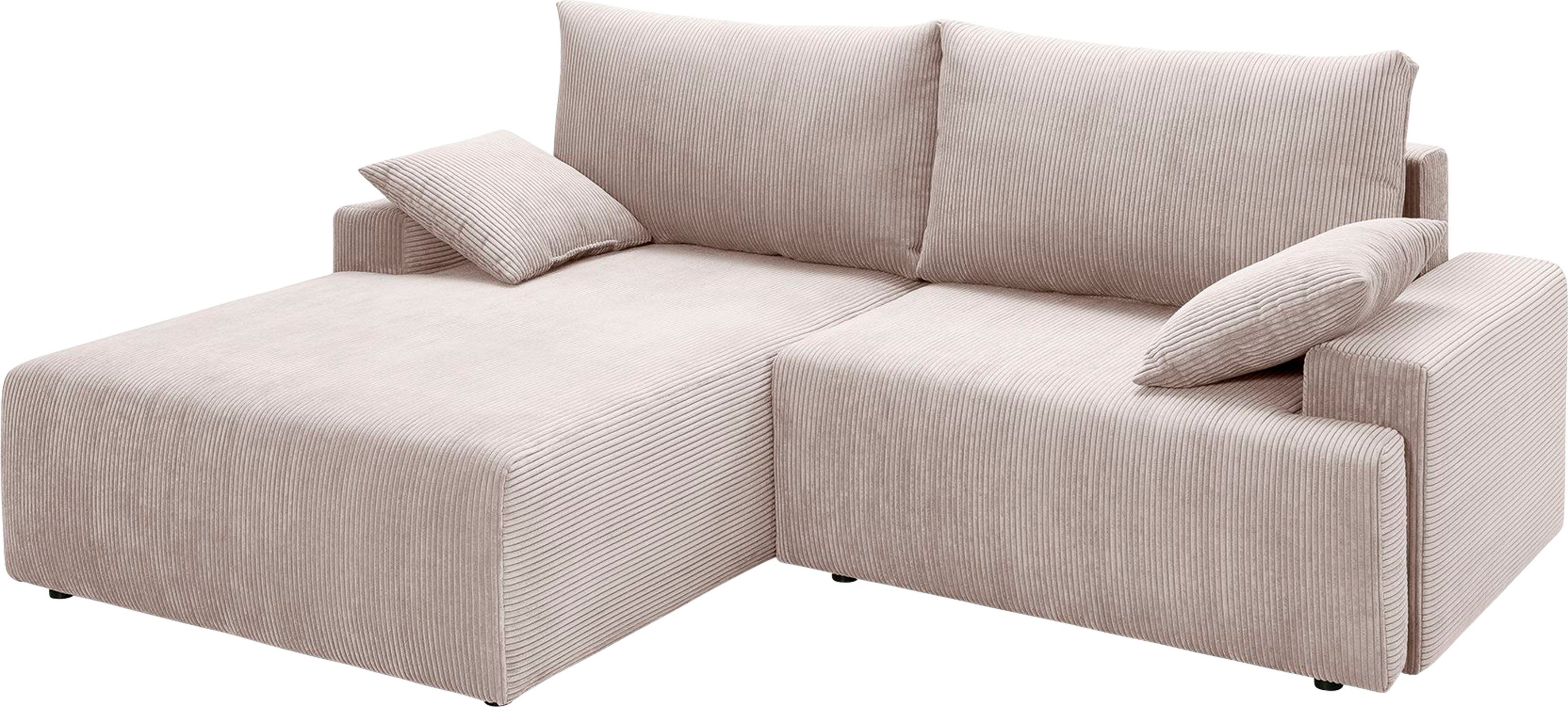 Ecksofa sofa inklusive Bettfunktion fashion exxpo in und Bettkasten Cord-Farben Orinoko, - verschiedenen