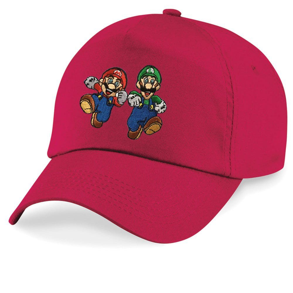 Blondie & Brownie Baseball Cap Kinder Mario und Luigi Stick Patch Super Nintendo One Size Rot