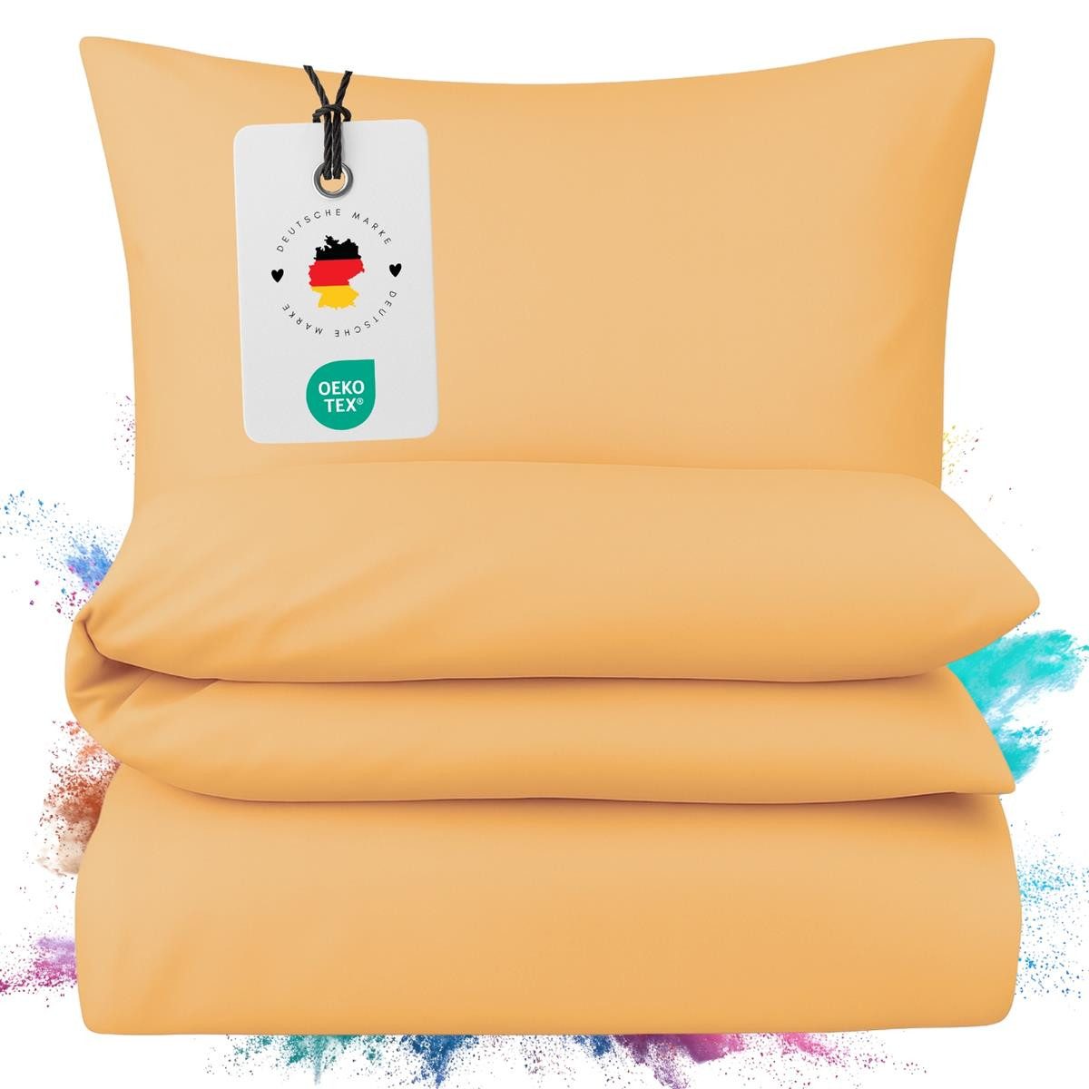 Carpe Sonno Bettwäsche Mako Satin 135 x 200 & 155 x 220 - Baumwolle Reißverschluss Einfarbig, Mako-Satin, 2 teilig, OEKO-TEX Premium Bettbezug 135x200 2 teilig - Gelb Uni