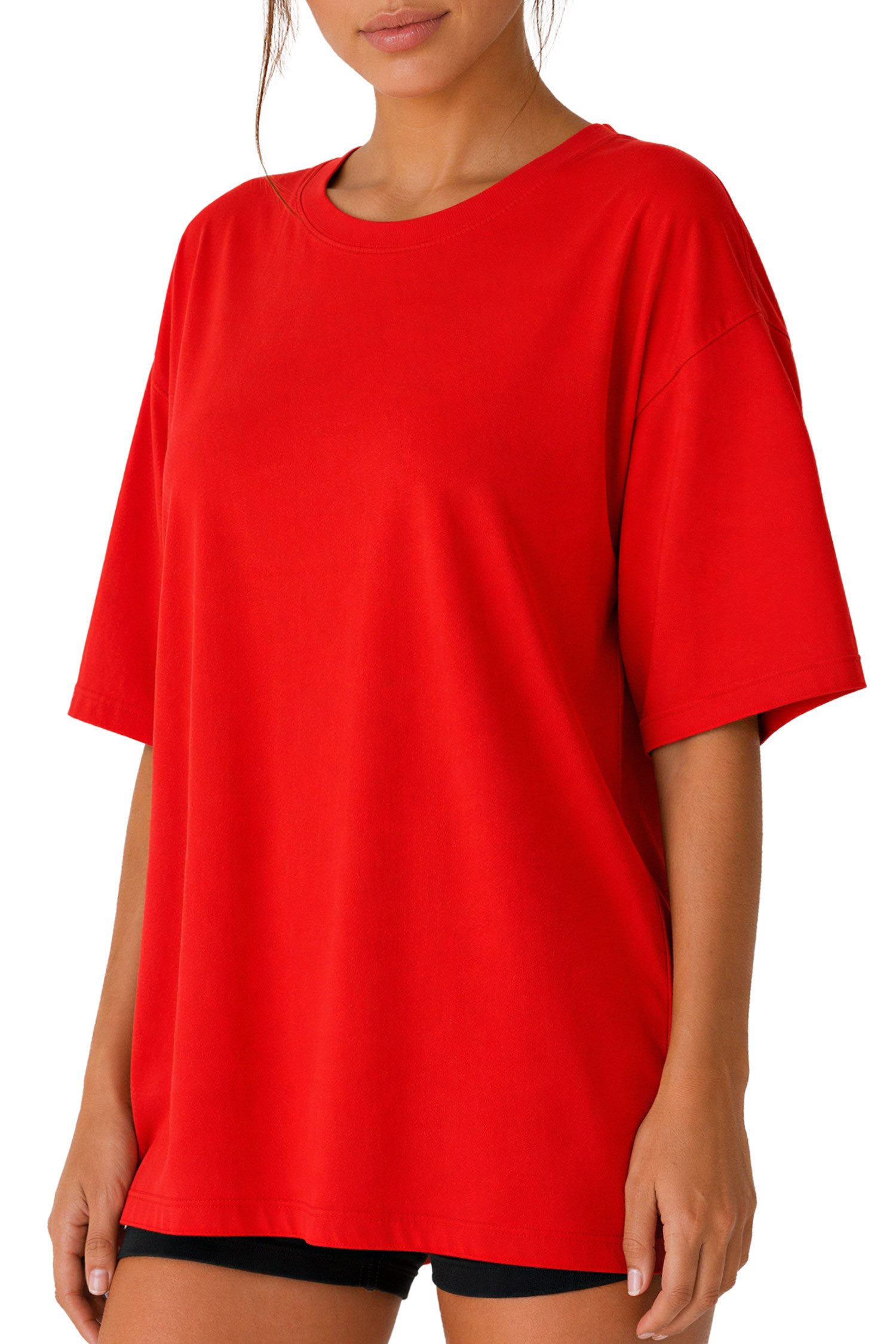 Reichstadt Oversize-Shirt Damen Oversized Kurzarmshirt 24RSW058 Luftiges Baumwolljersey mit formstabilem Rippbund – Bild 5 von 5