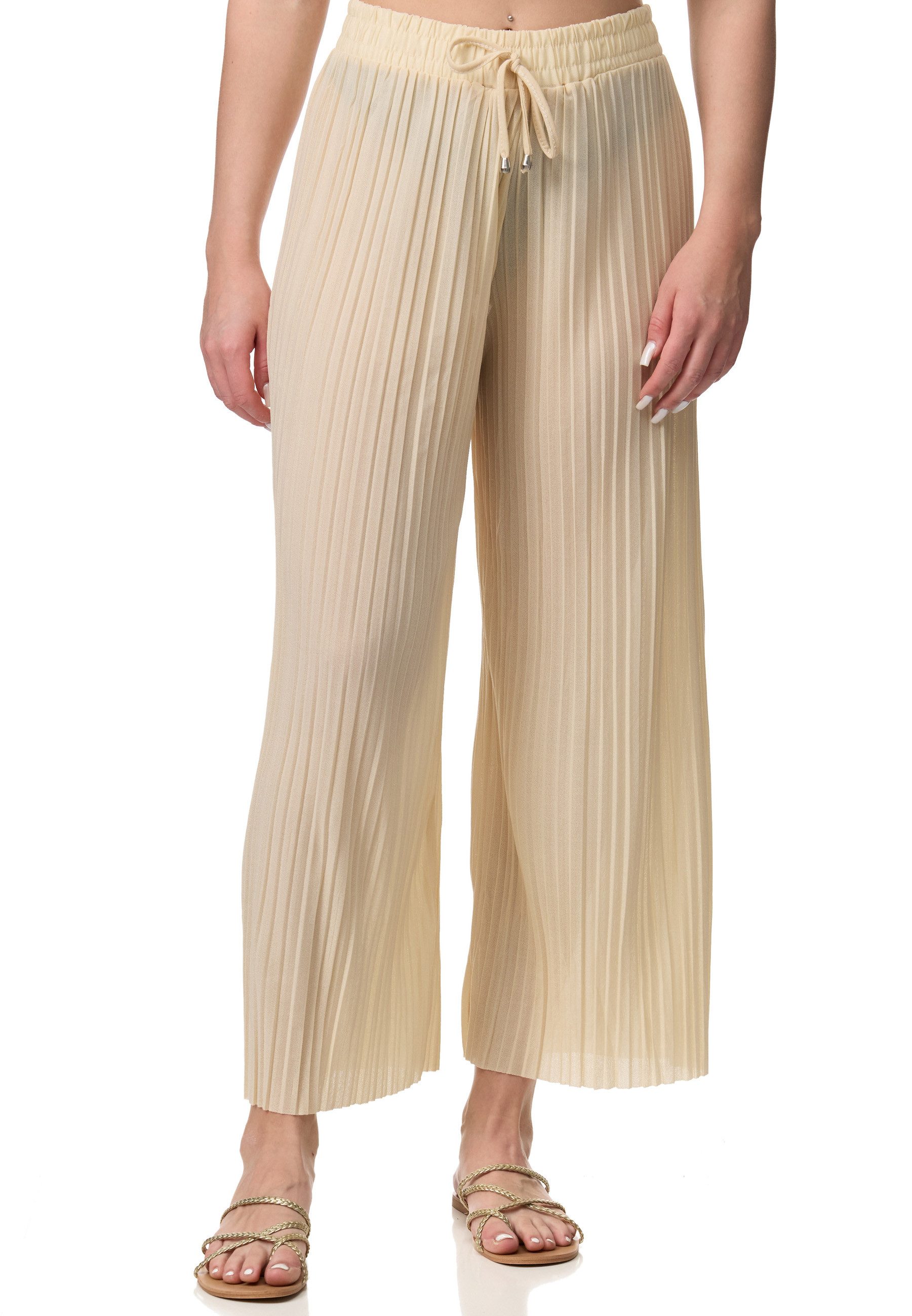 Worldclassca Stoffhose Worldclassca Stoffhose Plissierte Sommer Hose weitem Bein Faltenhose Neue Kollektion - Stilvolle und gemütliche Sommer Mode für Damen