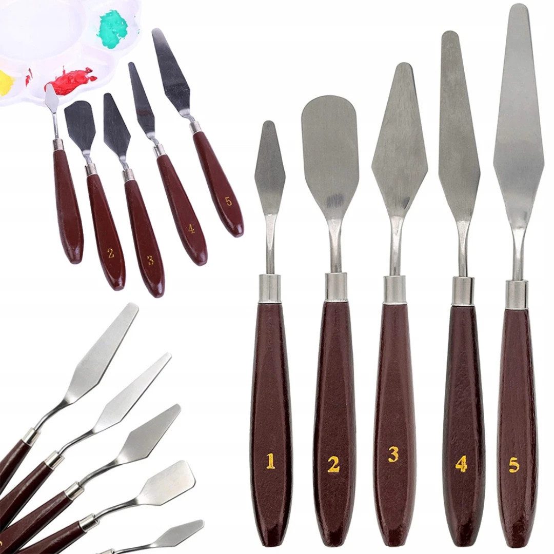 VERK GROUP Malerspachtel Malmesser Malspachtel 5tlg. Farbspachtel Acryl Malerei Künstler Set (5-St., 5-teiliges Malmesser-/Malspachtel-Set) verschiedene Formen und Größen