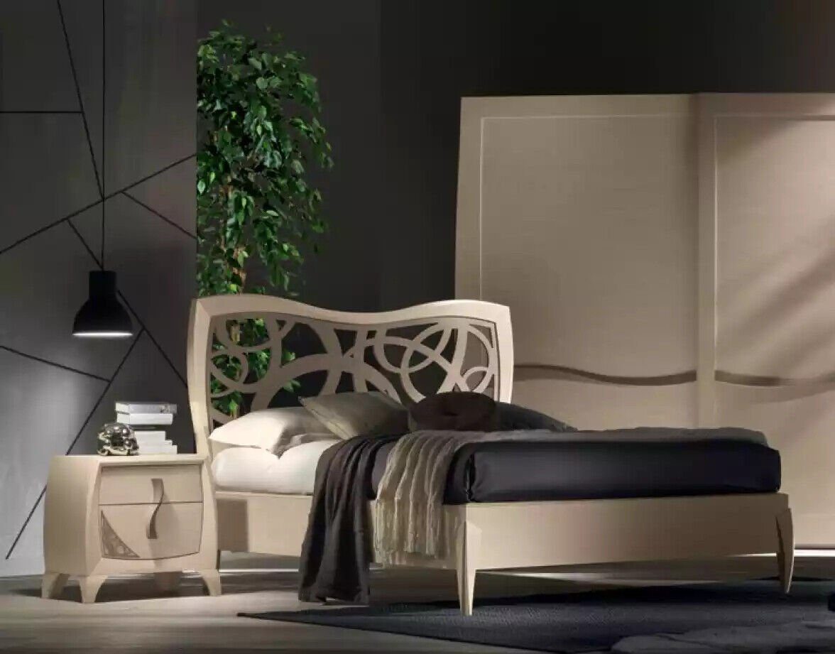 JVmoebel Schlafzimmer-Set Komplettes Schlafzimmer Spiegel), + Nachttische Made Bett in + Luxus Modern Bett 2x Kleiderschrank Kommode Nachttisch, + + 2x Set (6-St., Italy Design