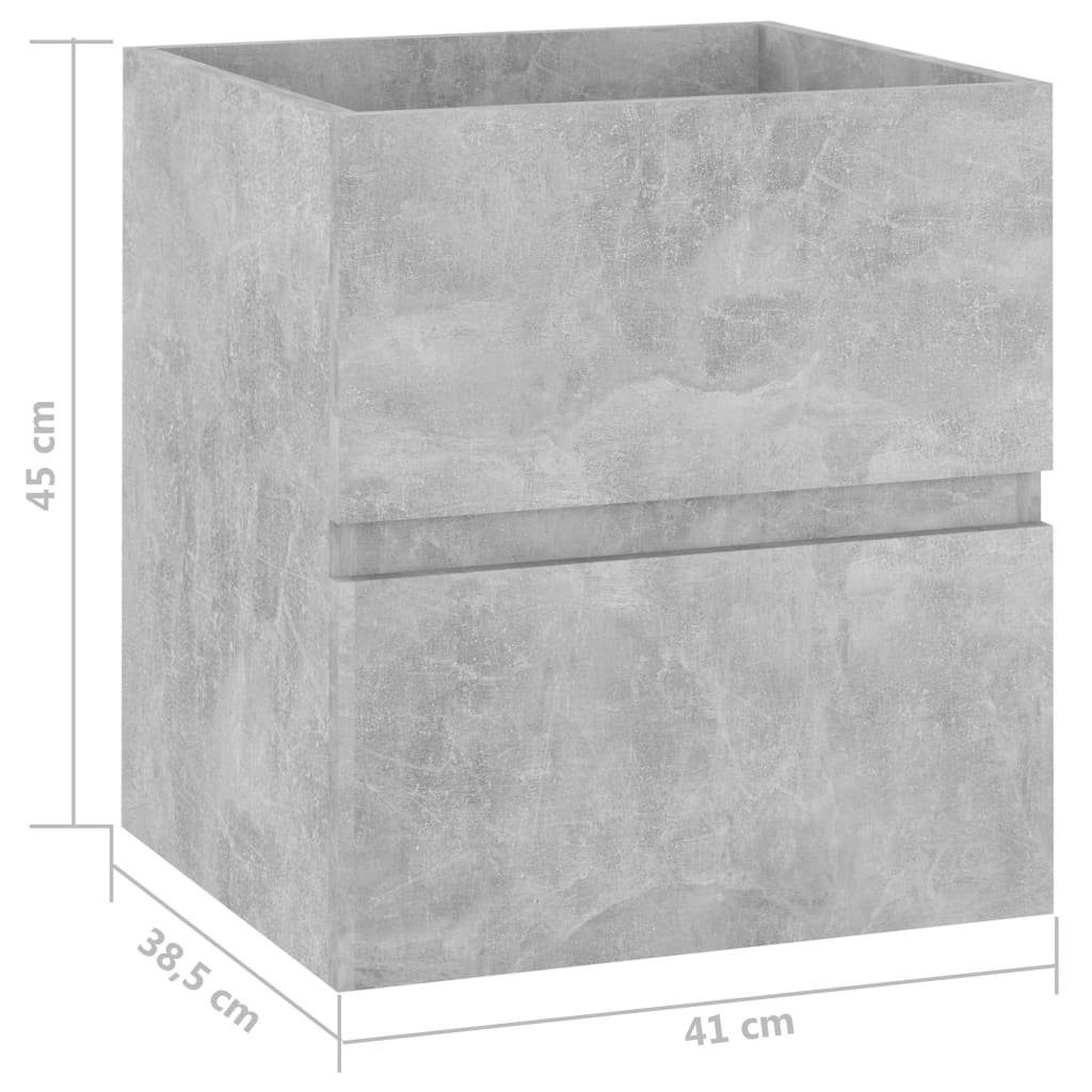 Badezimmer-Set Holzwerkstoff, (1-St) vidaXL cm Betongrau Waschbeckenunterschrank 41x38,5x45
