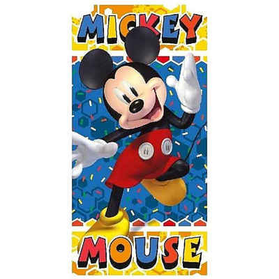Disney Mickey Mouse Badetuch Mickey Maus, Mikrofaser, Jungen Badehandtuch 70 x 140 cm schnelltrockend