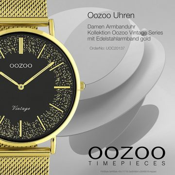 OOZOO Quarzuhr Oozoo Damen Armbanduhr goldfarben Analog, Damenuhr rund, groß (ca. 40mm) Edelstahlarmband, Elegant-Style