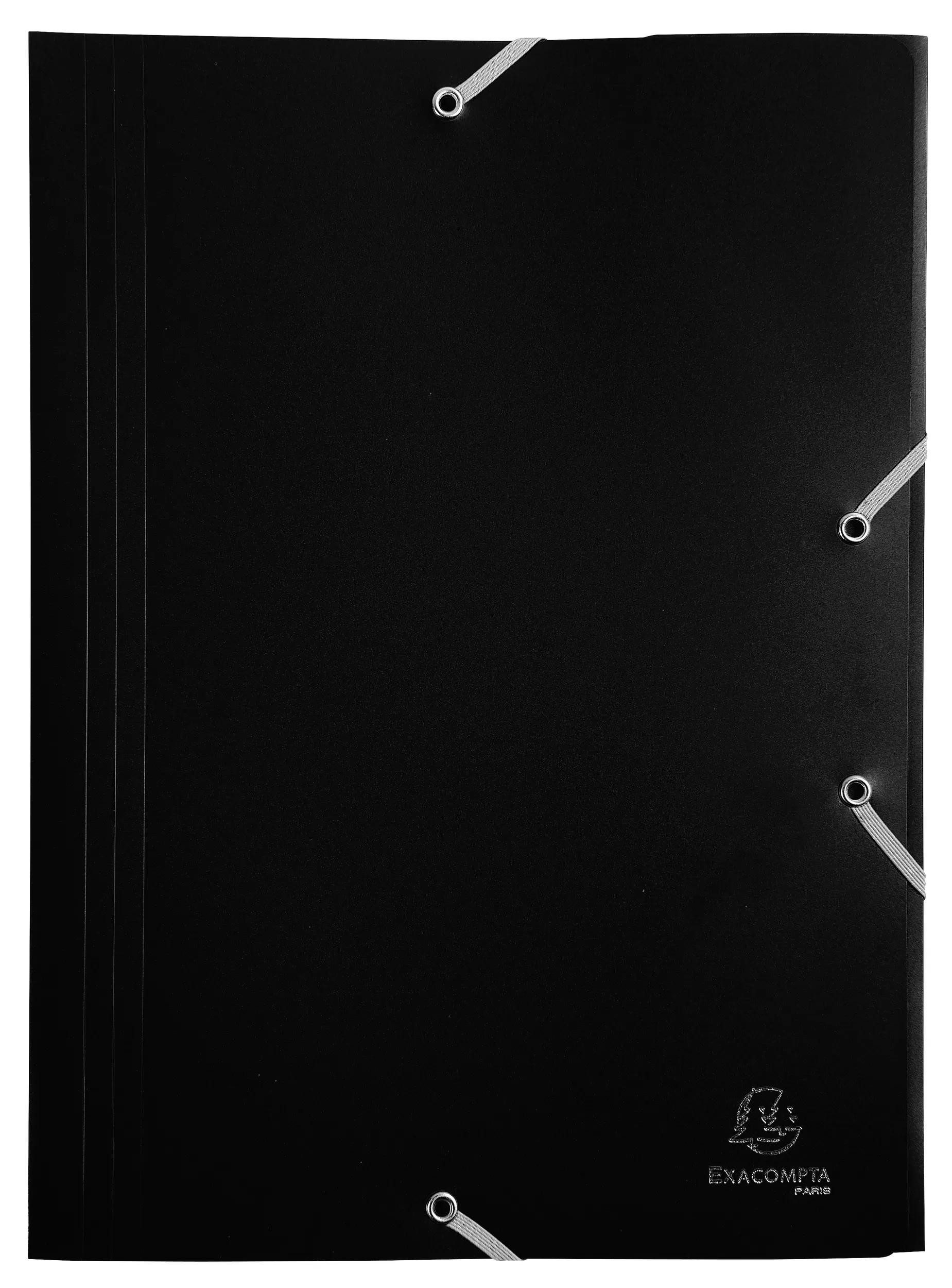 Organisationsmappe 30x Sammelmappe +Gummizug 3 Klappen PP 400µ Eco A4 Schwarz 55901E