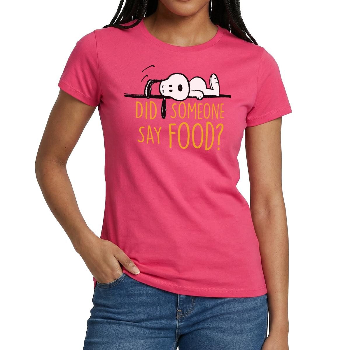 Spreadshirt T-Shirt Peanuts Snoopy Ich Hab Hunger Lustiger Spruch Frauen T-Shirt (1-tlg) Slim Fit, fällt klein aus