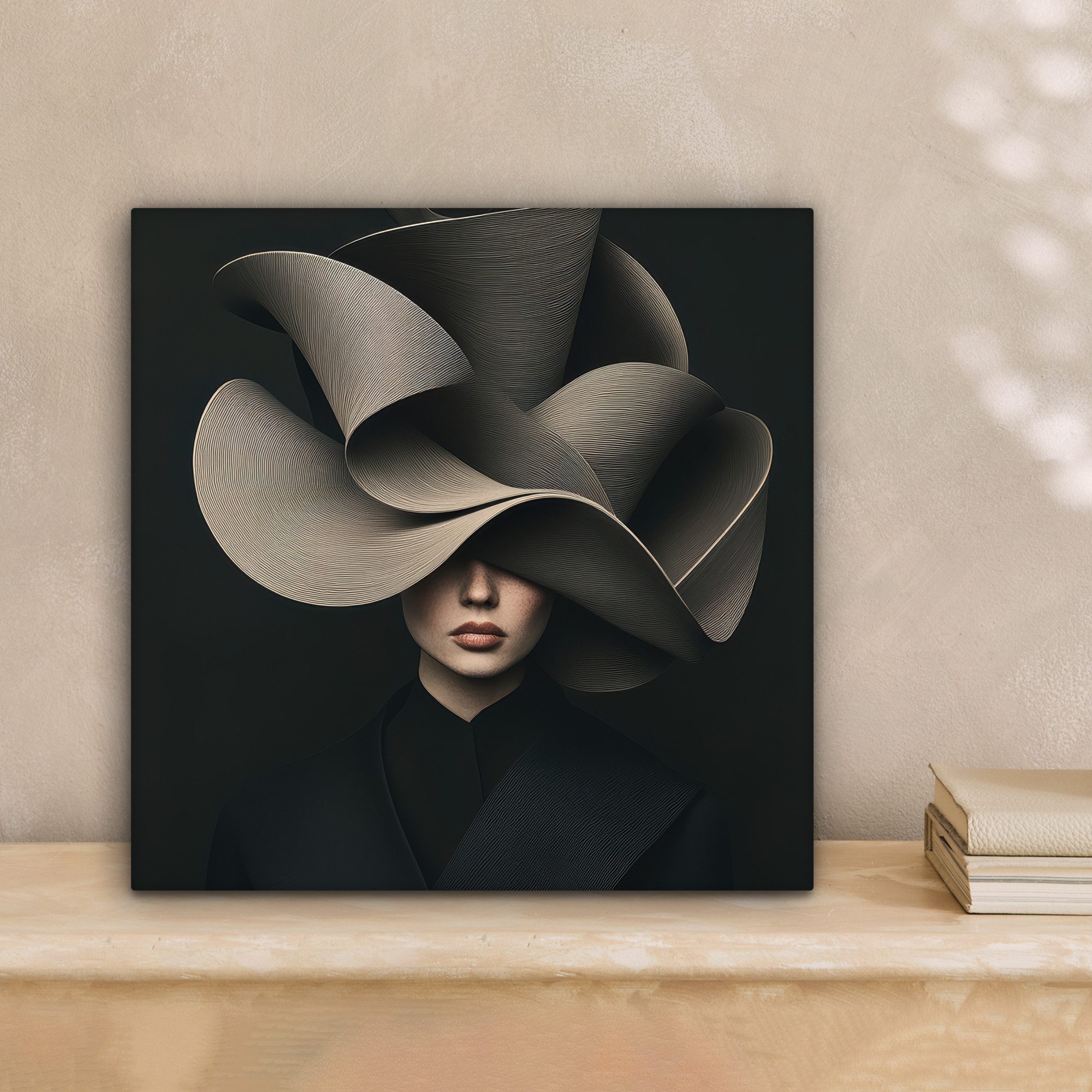 OneMillionCanvasses® Leinwandbild Schwarz - Hut - Frau, Fotodruck (1 St), W günstig online kaufen
