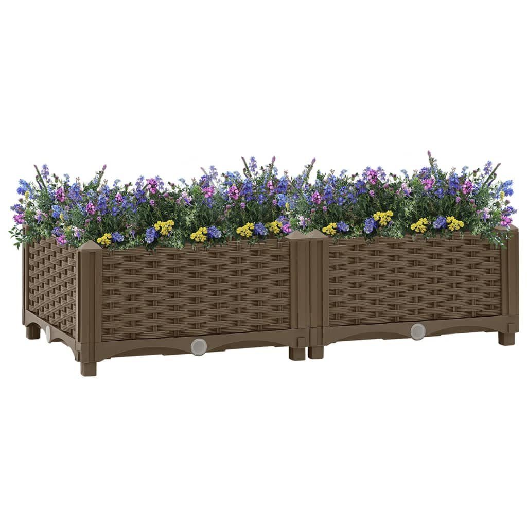furnicato Hochbeet aus PP 80 x 40 x 23 cm Braun, Strapazierfähiges Gemüsebeet für Kräuter und Blumen auf dem Balkon