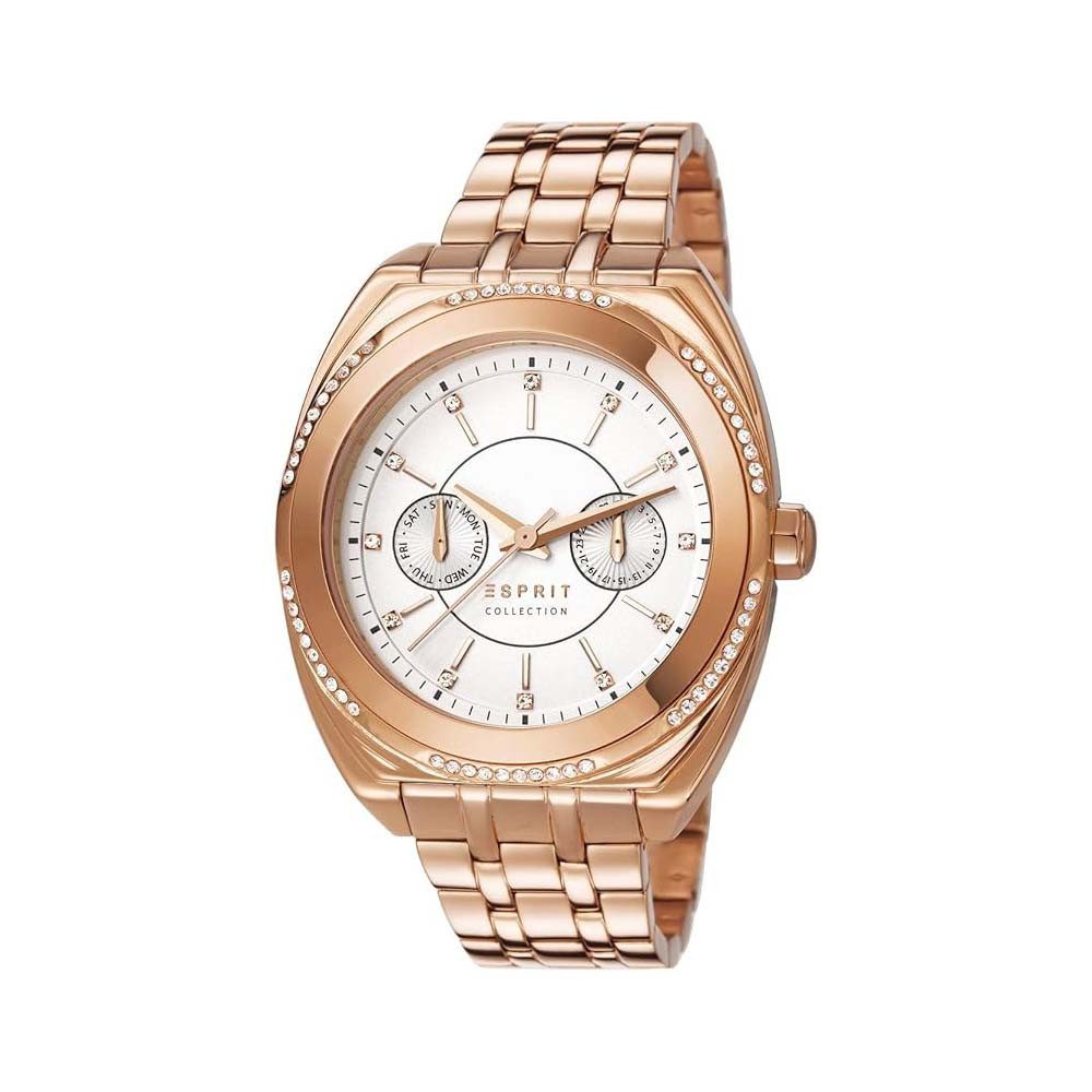 Esprit Collection Quarzuhr Clymene Rose Gold EL102072F04, Tages- und Datumsanzeige, Zirkonia