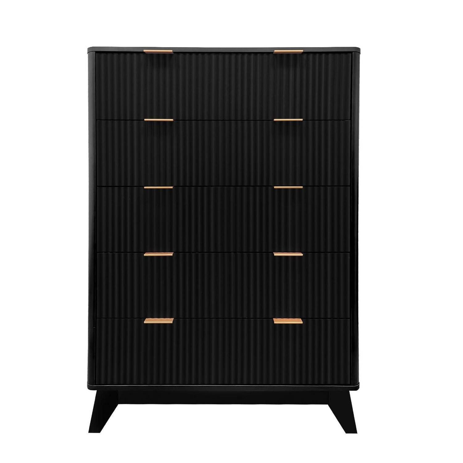 Kommode Sideboard Kommode Schrank 5 Schubladen Anrichte Stauraum Schwarz