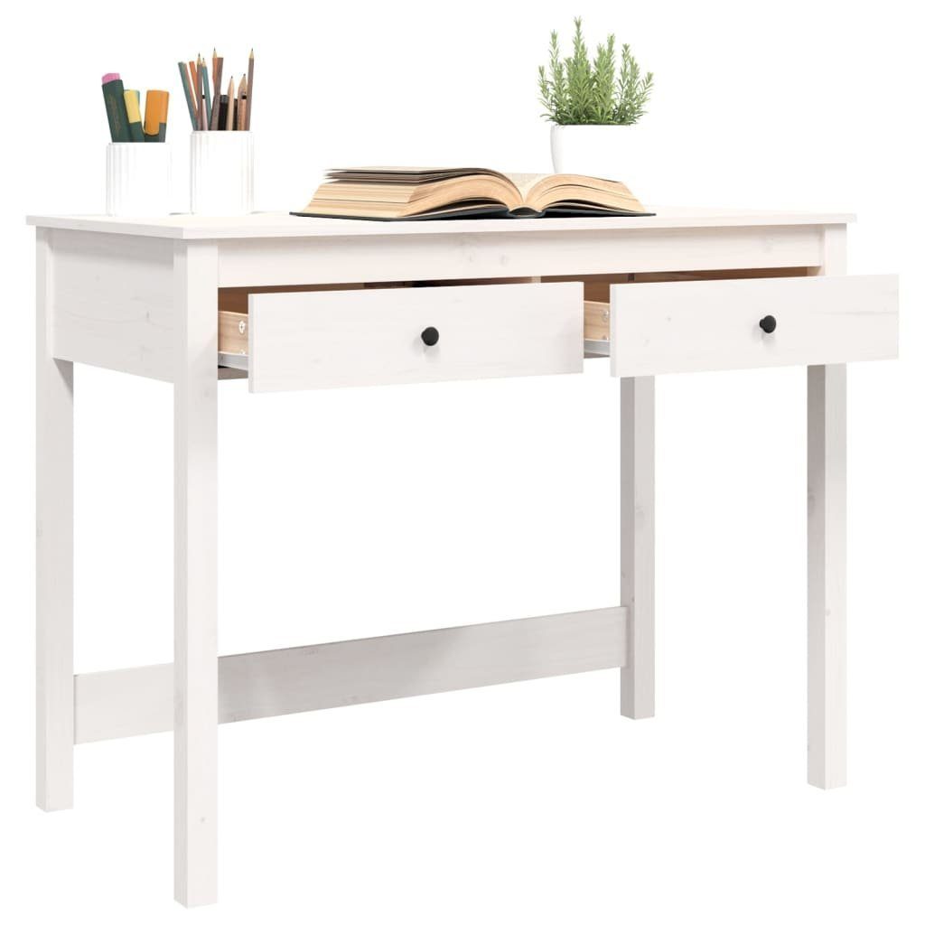 Schreibtisch vidaXL | 100x50x78 Massivholz Schubladen Kiefer Schreibtisch Weiß cm Weiß mit Weiß
