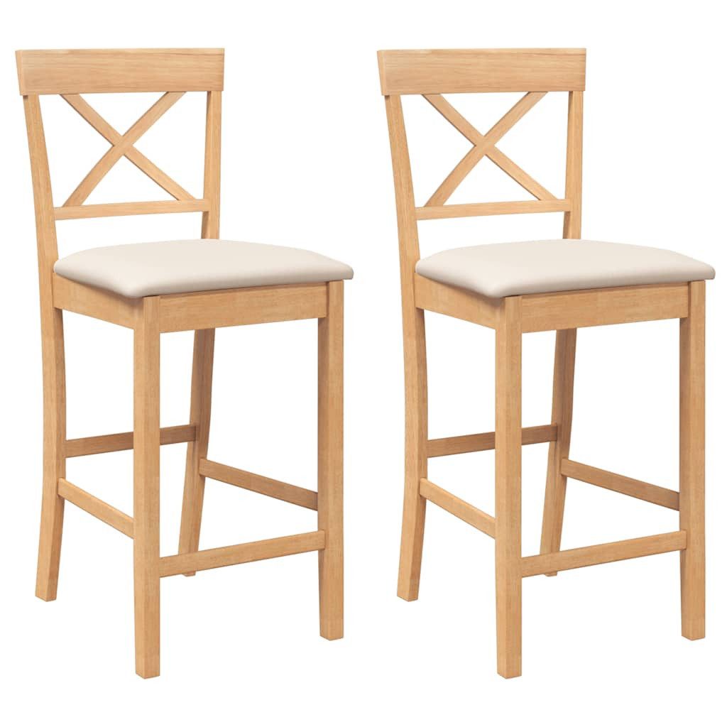 vidaXL Barhocker Barhocker mit Kissen 2 Stk. Natur Massivholz Gummibaum (2 günstig online kaufen
