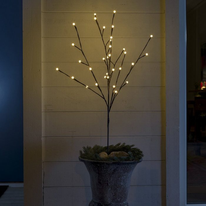 KONSTSMIDE LED Baum LED Lichterzweig Dekozweig Glimmereffekt 32 bernsteinfarbene LED H: 100cm braun LED Classic ultra-warmweiß / bernstein (1800K bis 2100K)