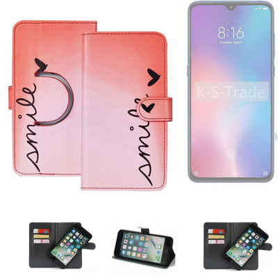 K-S-Trade Handyhülle für Xiaomi Mi 9 SE, Schutzhülle Handyhülle Hülle cover bookstyle Etui ''smile'' rot