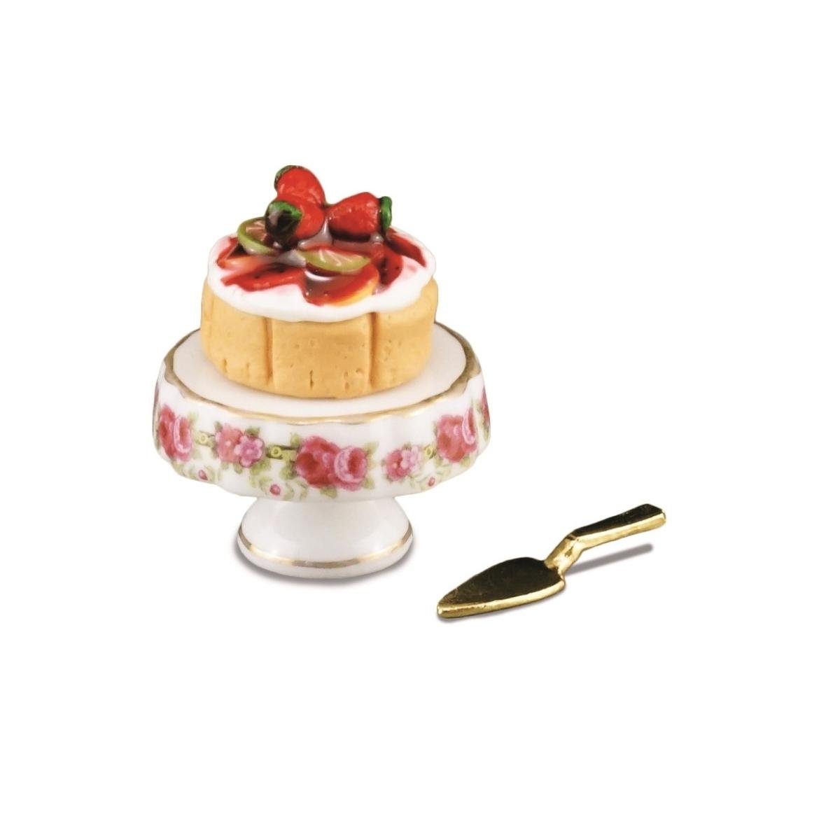 Reutter Porzellan Dekofigur 001.659/5 - Obsttorte auf Kuchenplatte, Miniatur