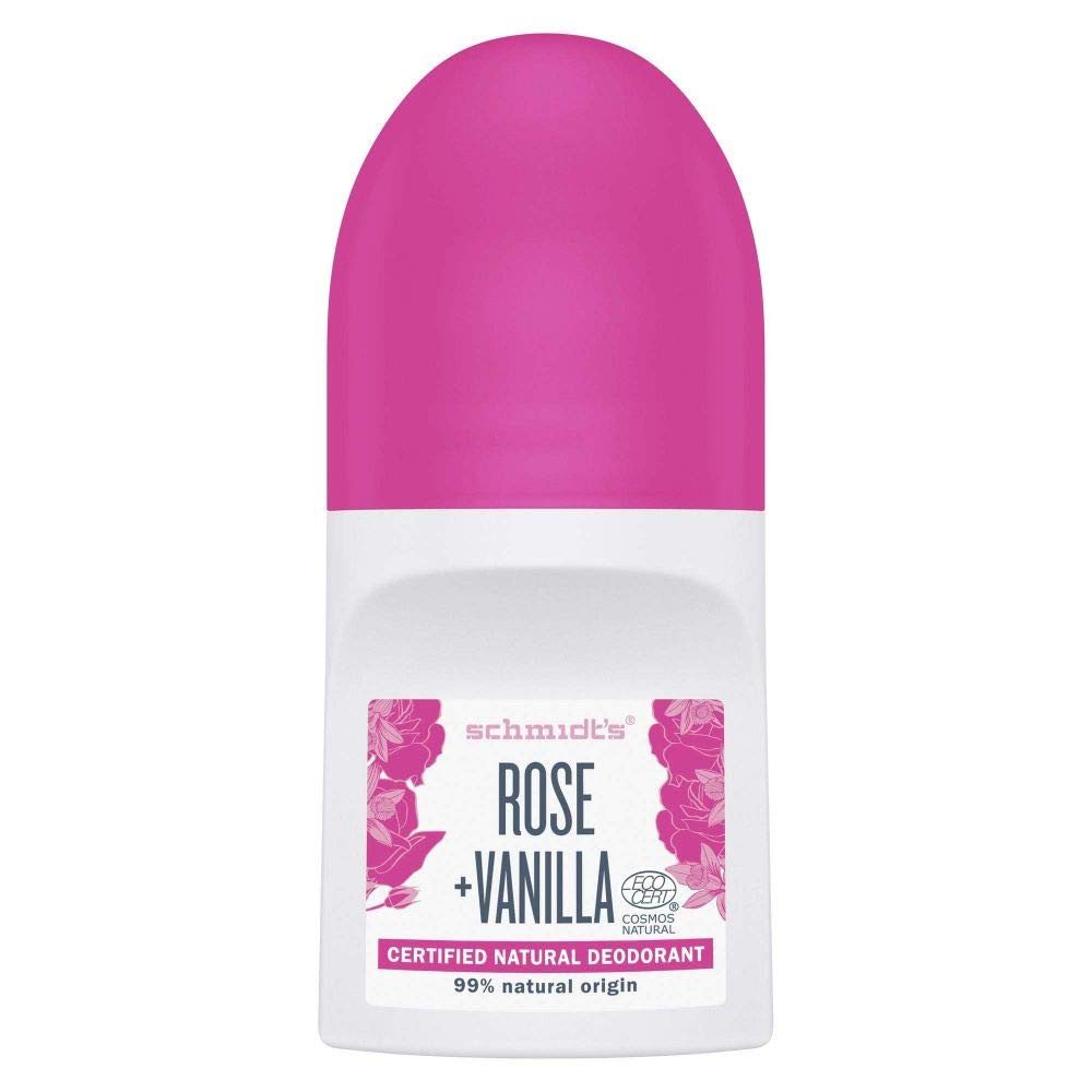 SCHMIDT'S Deo-Roller Natürliches Deodorant Roll-On Rose + Vanille 50ml - 3erPack