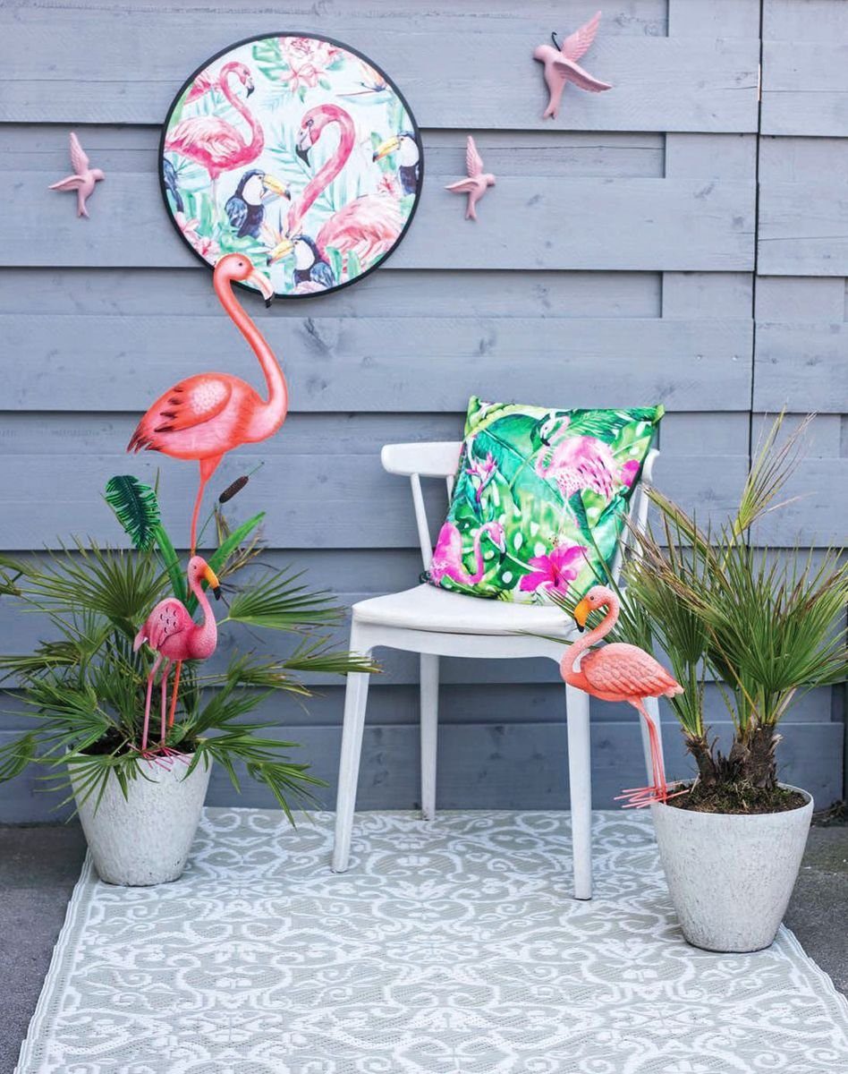 JACK Dekokissen JACK Outdoor Lounge Strapazierfähig, Innen Kissen Robust, mit Monstera Füllung, geeignet 45x45cm inkl. & Lotus-Effekt, Dekokissen Außen Motiv für Flamingo