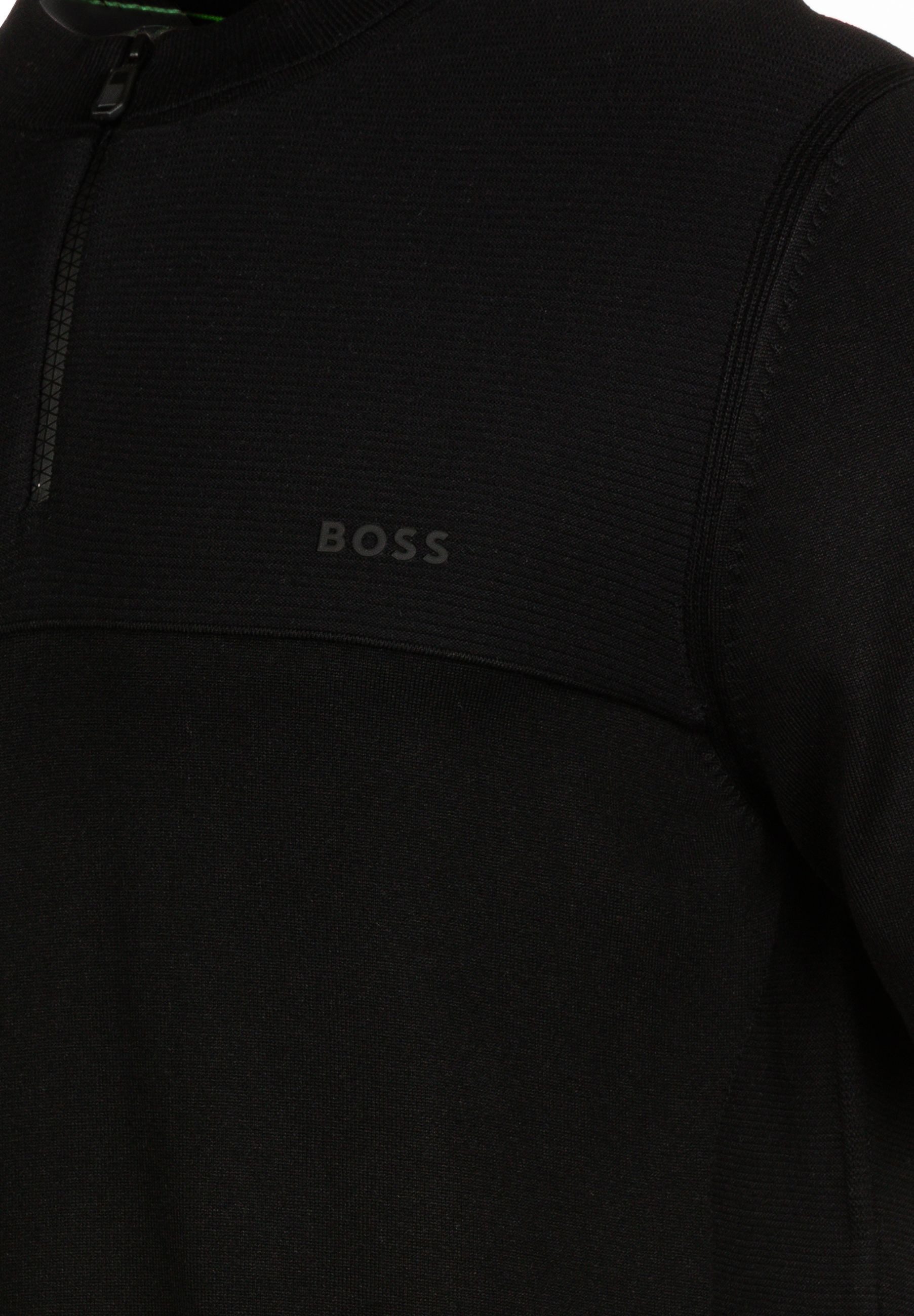 BOSS GREEN T-Shirt mit Troyerkragen und strukturiertem Muster (1-tlg)
