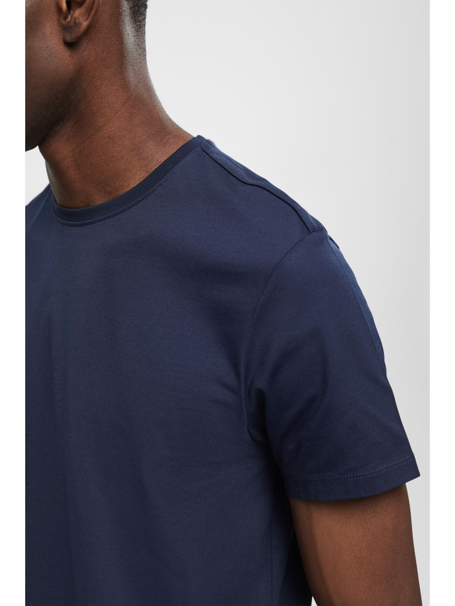 T-Shirt Esprit Fit Pima-Baumwoll-T-Shirt Slim (1-tlg) NAVY im Collection