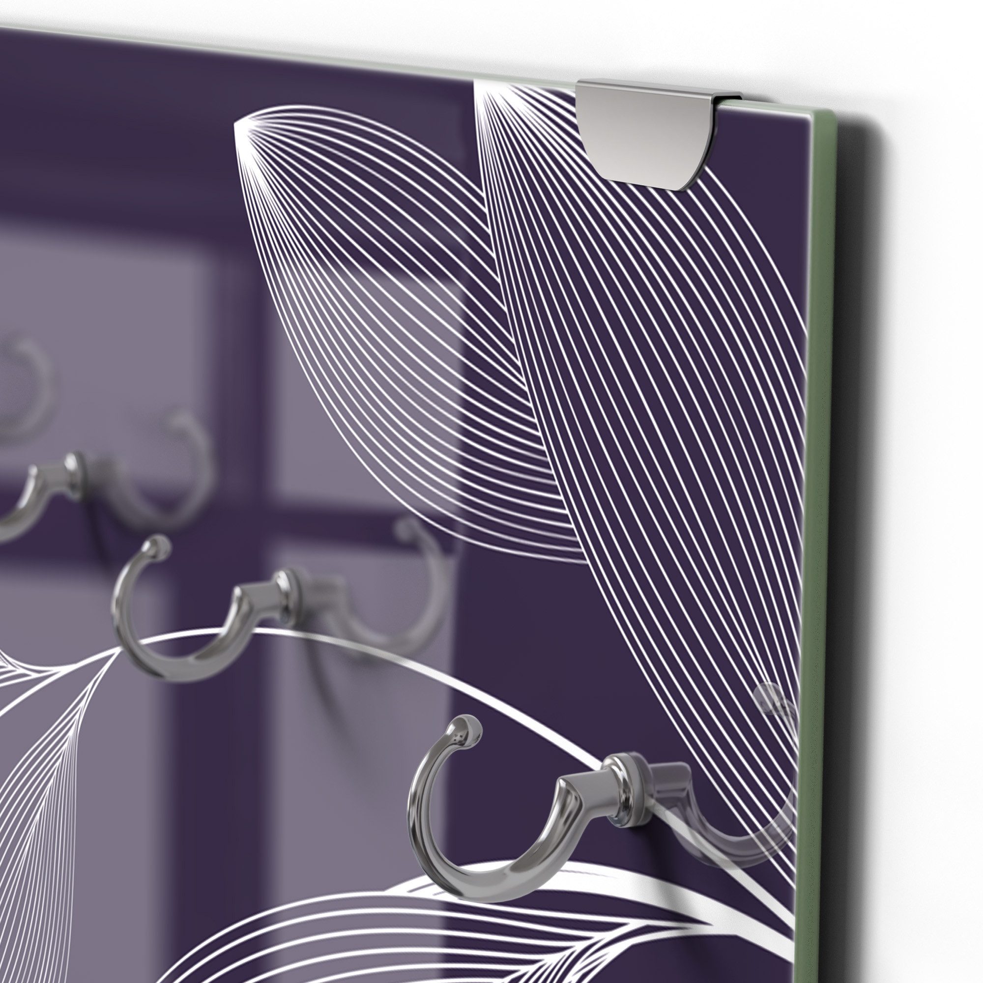 DEQORI Kleiderhaken 'Elegante Liliengrafik', Glas Garderobe hängend Flur Jackenhalter modern Wandgarderobe Haken