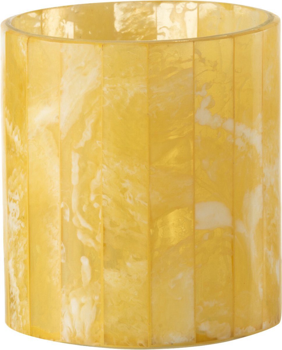 J-line Teelichthalter Teelichthalter Linie - Glas - Gelb - Medium (1 St), aus Glas