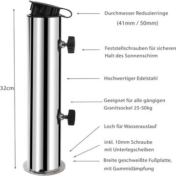 osoltus Bodendübel osoltus Edelstahl Universal Standrohr zu Granit Schirmständer 30/40kg