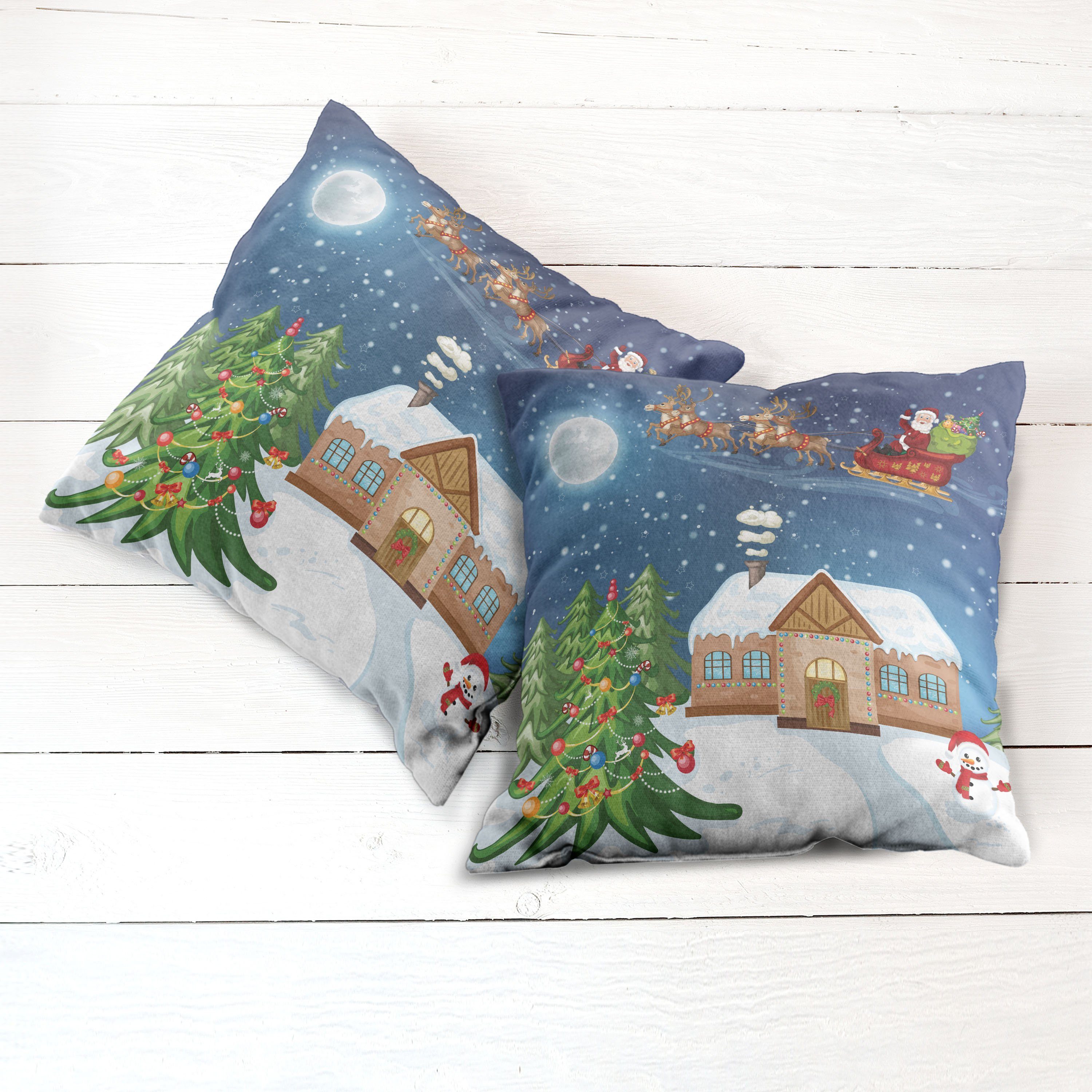 Sankt Stück), Doppelseitiger Abakuhaus Kissenbezüge Accent mit Digitaldruck, (2 Modern Weihnachten Rudolf