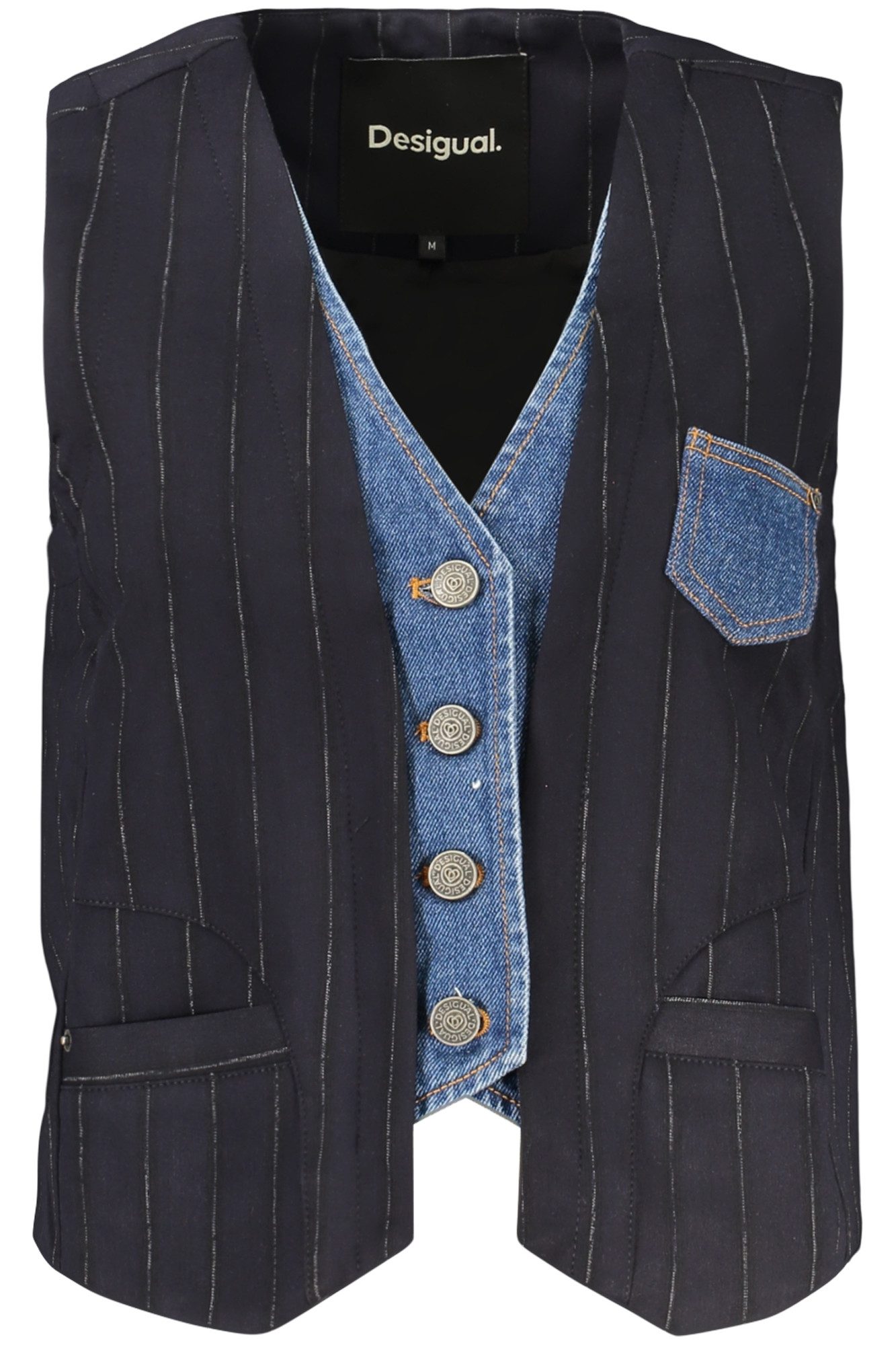 Desigual Outdoorjacke Damen Blaue Diploweste mit Kontrastdetails und Taschen