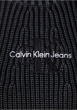 Calvin Klein Jeans Strickpullover WASHED MONOLOGO SWEATER mit Logostickerei vorne auf der Brust