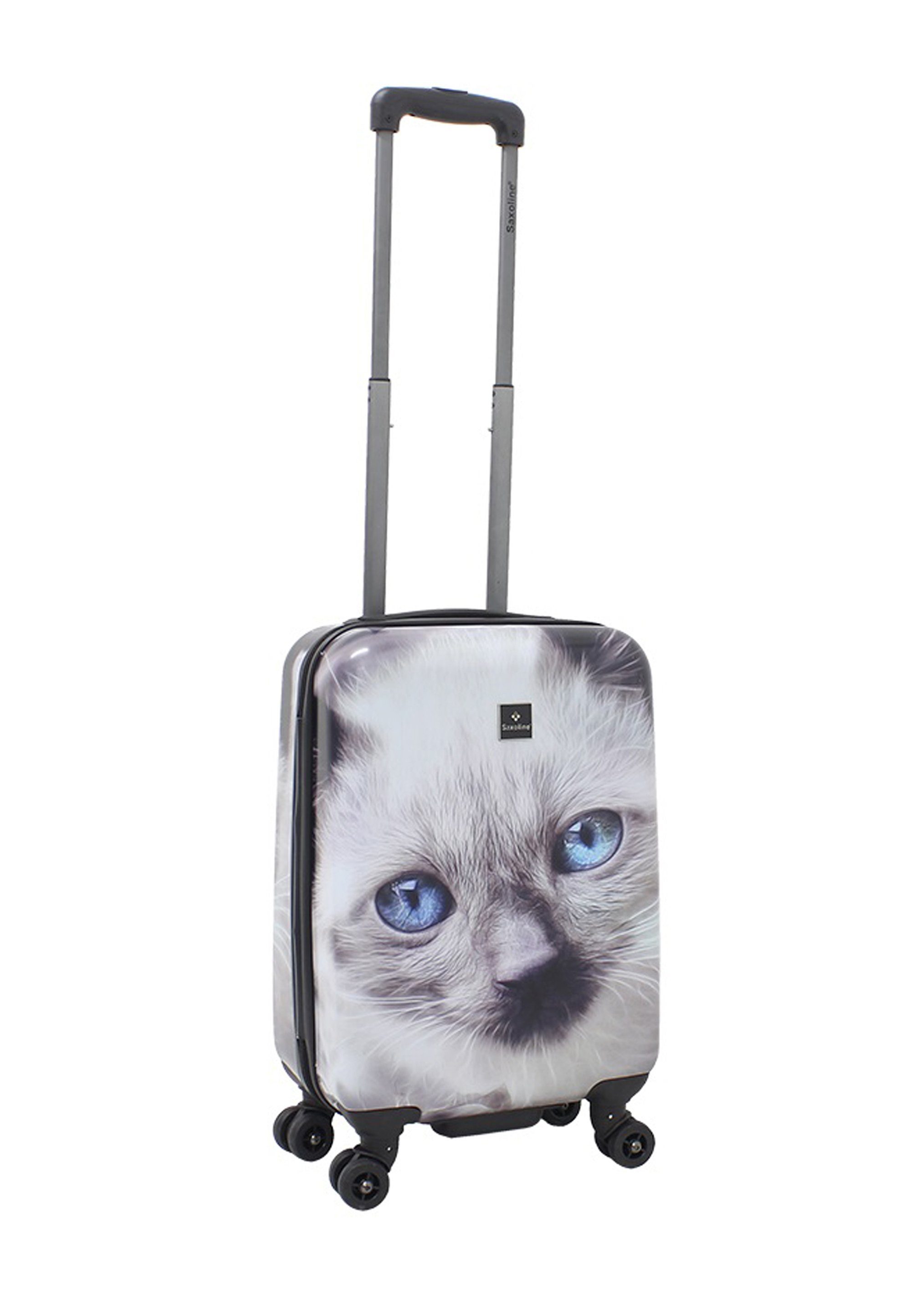 Saxoline® Koffer White Cat, mit Mit integriertem Zahlenschloss Katzenmotiv, niedlichem sicher verschließbar