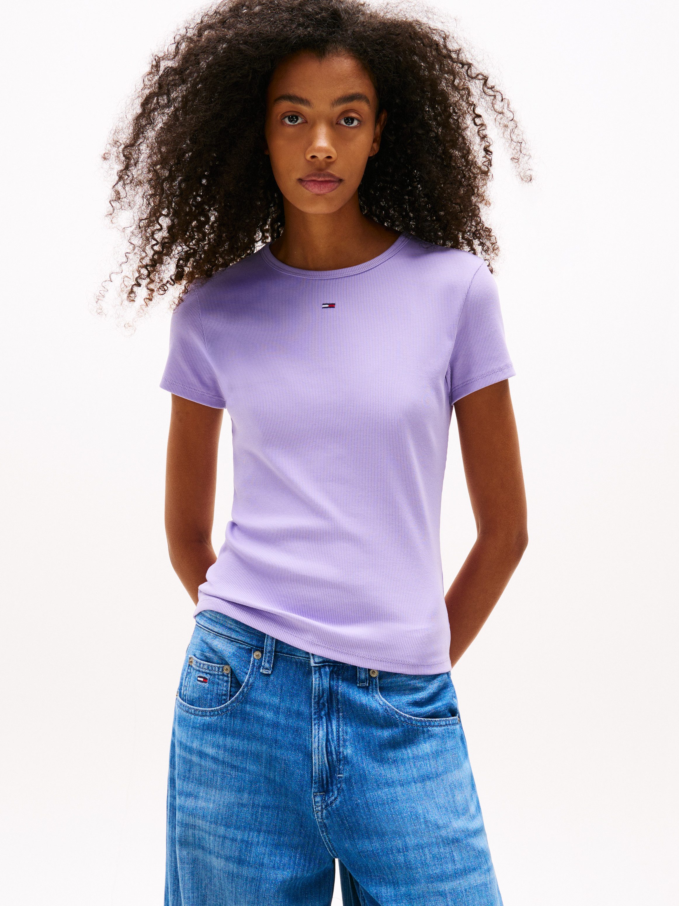 Tommy Jeans Kurzarmshirt TJW SLIM ESSENTIAL RIB SS EXT mit gerippter Strukt günstig online kaufen