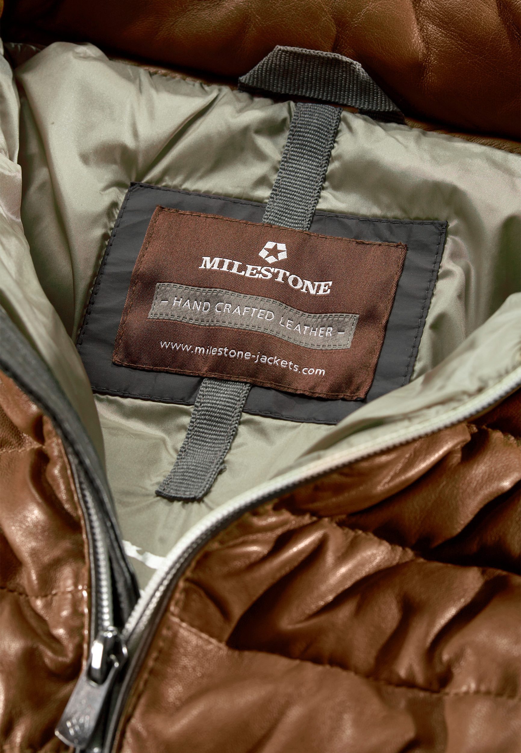 Milestone Lederjacke MSCortino Steppjacke aus Lammleder wetterbeständig
