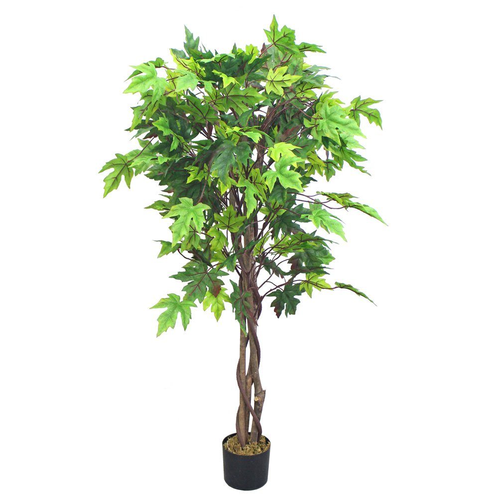 Kunstpflanze Ahorn Ahornbaum Kunstbaum Künstliche Pflanze mit Echtholz 130cm Decovego, Decovego