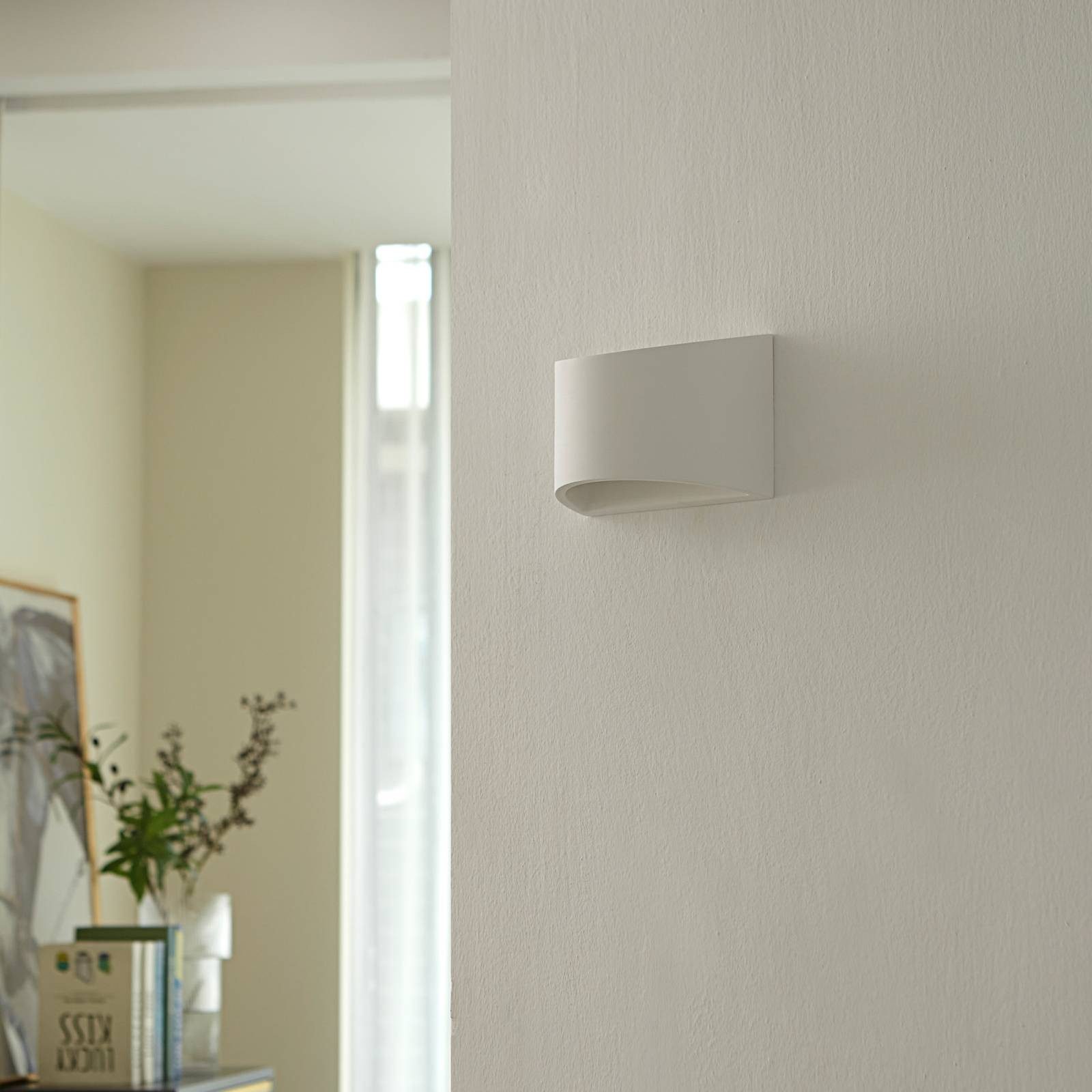 Lindby Wandleuchte Heiko, Gips Weiß IP20, 1 x 5 W LED günstig online kaufen