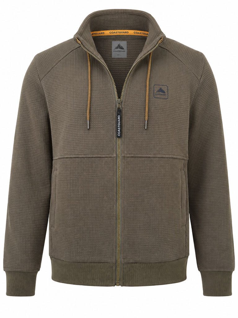 Coastguard Sweatjacke Herren Sweatjacke 62603 mit Waffelstruktur - Freizeitjacke Stehkragen Kragen mit Tunnelzug, Bündchen an Ärmel und Saum, Eingrifftaschen