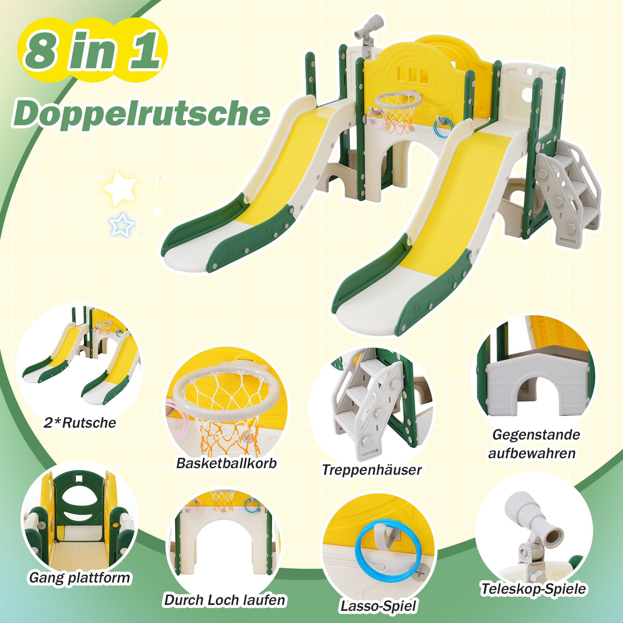 Merax Rutsche 8-in-1 Spielplatz für Kinder, günstig online kaufen
