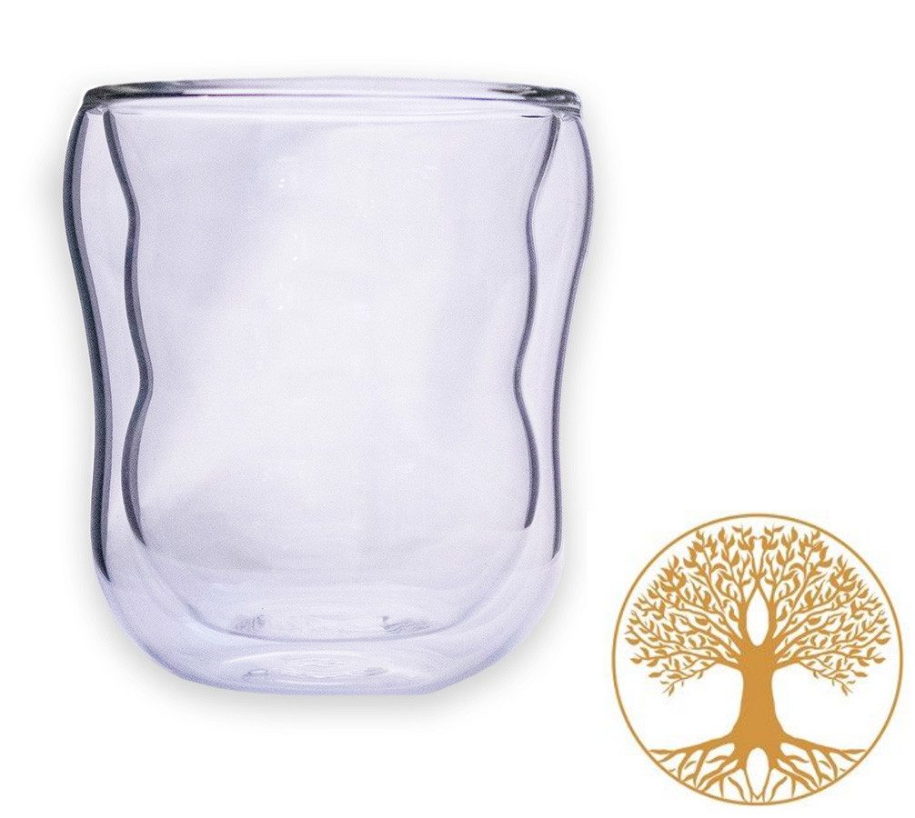 LivingDesigns Glas doppelwandig Lebensbaum 0,2l, Borosilikatglas